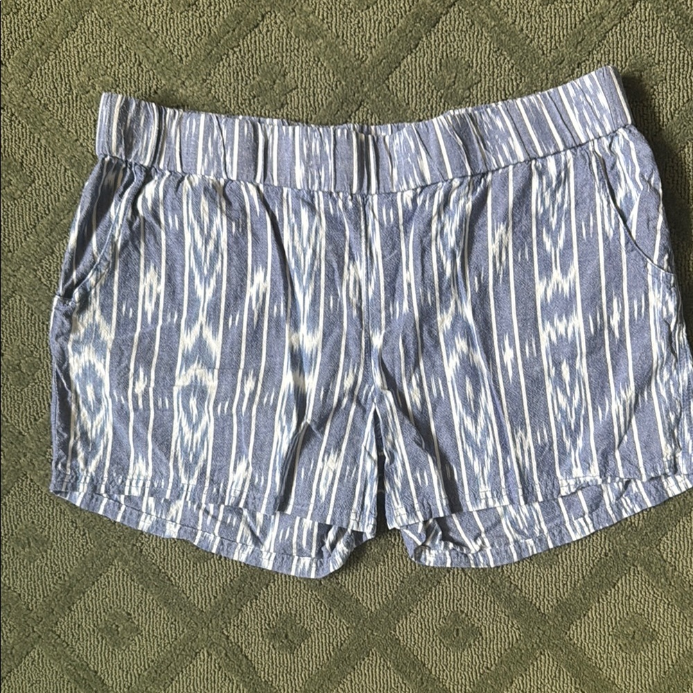 Prana High Waist Blue and White Patterned Shorts